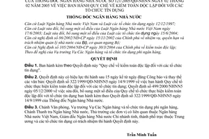 Quyết định 121/2005/QĐ-NHNN Quy chế kiểm toán độc lập tổ chức tín dụng