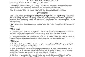 Quyết định 08/2005/QĐ-UBND thành lập Trung tâm Tin học Văn phòng Hậu Giang