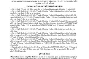 Quyết định 16/2005/QĐ-UB sửa đổi  Quyết định 190/2003/QĐ-UB  mua sắm, quản lý đầu tư và xây dựng trên địa bàn thành phố