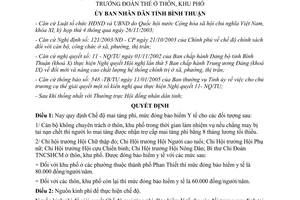 Quyết định 10/2005/QĐ-UBBT mai táng phí bảo hiểm Y tế trưởng đoàn thể thôn khu phố Bình Thuận