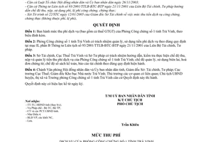 Quyết định 07/2005/QĐ-UBT  mức thu phí dịch vụ  Phòng Công chứng số 1