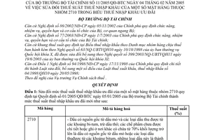 Quyết định 11/2005/QĐ-BTC sửa đổi thuế suất thuế nhập khẩu mặt hàng nhóm 2710 trong Biểu thuế nhập khẩu ưu đãi