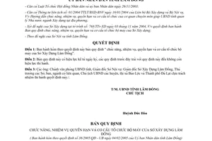 Quyết định 36/2005/QĐ-UB chức năng nhiệm vụ quyền hạn cơ cấu tổ chức Sở Xây dựng Lâm Đồng