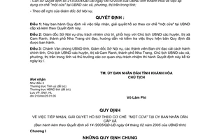 Quyết định 14/2005/QĐ-UB tiếp nhận, giải quyết hồ sơ theo cơ chế một cửa