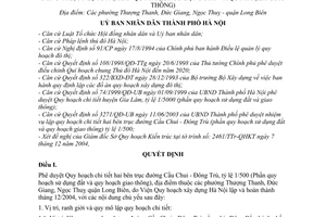 Quyết định 16/2005/QĐ-UB  Quy hoạch chi tiết hai bên trục đường Cầu Chui - Đông Trù, tỷ lệ 1/500  quy hoạch sử dụng đất giao thông