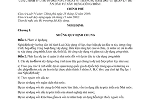 Nghị định 16/2005/NĐ-CP quản lý dự án đầu tư xây dựng công trình