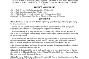 Quyết định 32/2005/QĐ-TTg  Danh mục bí mật Nhà nước độ Tối mật ngành Giáo dục và Đào tạo