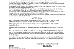 Quyết định 28/2005/QĐ-UB bổ sung dự toán kinh phí năm 2005  Sở Tư pháp