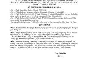 Quyết định 15/2005/QĐ-BGTVT cải tạo phương tiện giao thông cơ giới đường bộ