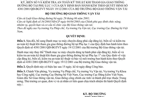 Quyết định 14/2005/QĐ-BGTVT sửa đổi Qđ 4381/2001/QĐ-BGTVT Danh mục xe máy chuyên dùng phải cấp đăng ký biển số kiểm tra an toàn kỹ thuật