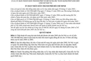 Quyết định 29/2005/QĐ-UB bổ sung dự toán kinh phí năm 2005 cho Sở Nội vụ