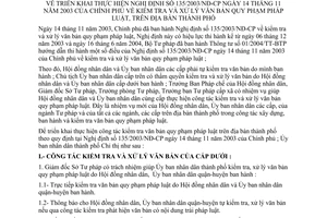 Chỉ thị 06/2005/CT-UB triển khai thực hiện Nghị định 135/2003/NĐ-CP kiểm tra xử lý văn bản quy phạm pháp luật địa bàn Hồ Chí Minh