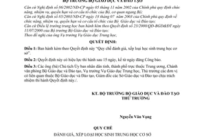 Quyết định 04/2005/QĐ-BGD&ĐT Quy chế đánh giá, xếp loại học sinh trung học cơ sở