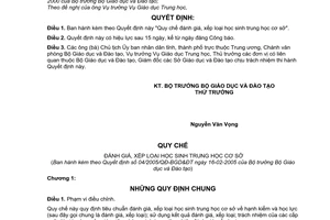 Quyết định 04/2005/QĐ-BGDĐT quy chế đánh giá, xếp loại học sinh trung học cơ sở