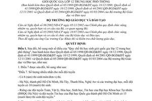 Quyết định 05/2005/QĐ-BGDĐT sửa đổi Quy chế thi chọn học sinh giỏi quốc gia lớp 12 trung học phổ thông