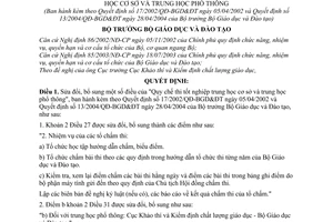 Quyết định 06/2005/QĐ-BGDĐT sửa đổi Quy chế thi tốt nghiệp trung học cơ sở phổ thông