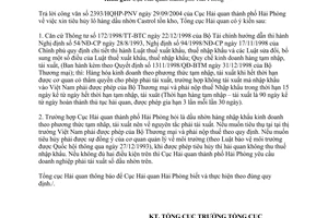 Công văn 860/TCHQ-KTTT xử lý lô hàng dầu nhờn Castrol tồn kho