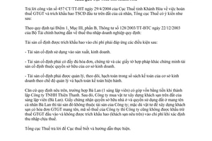Công văn 655TCT/DNK hoàn thuế giá trị gia tăng và trích khấu hao tài sản cố định đầu tư trên đất của cá nhân
