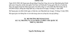 Công văn 528/CV-NG-LPQT đính chính Công văn sao lục Hiệp định giữa Việt Nam và Ma-rốc miễn thị thực