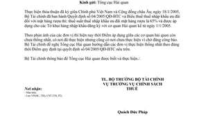 Công văn 3112TC/CST thời điểm áp dụng thuế nhập khẩu mặt hàng rượu