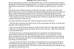 Công văn 353/BXD-HTĐT dự án xây dựng hệ thống thoát nước và vệ sinh môi trường khu đô thị Núi Thành Quảng Nam sử dụng ODA Italia