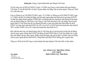 Công văn 828TCT/ĐTNN về việc thuế đối với dịch vụ giao nhận của Hãng vận tải nước ngoài