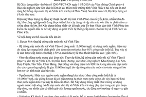 Công văn 394/BXD-HTĐT đầu tư 2 tiểu dự án cấp nước trong Dự án cải thiện môi trường tỉnh Vĩnh Phúc