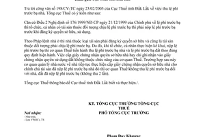 Công văn 917TCT/TS  thu lệ phí trước bạ nhà