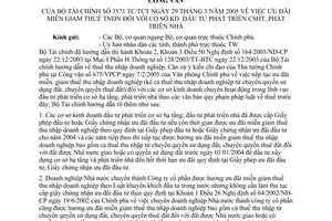 Công văn 3571/TC/TCT ưu đãi miễn giảm thuế thu nhập doanh nghiệp cơ sở kinh doanh đầu tư phát triển cơ sở hạ tầng, phát triển nhà