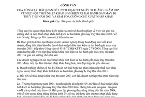 Công văn 1169/TCHQ-KTTT nộp thuế nhập khẩu linh kiện xe hai bánh gắn máy bị truy thu năm 2001 và giải toả cưỡng chế xuất