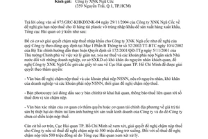 Công văn 1206TCHQ/KTTT gia hạn nộp thuế cho lô hàng túi plastic vô trùng nhập khẩu để sản xuất hàng xuất khẩu