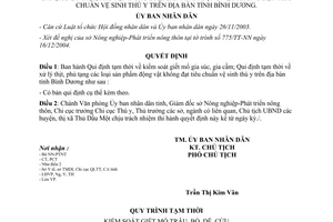 Quyết định 34/2005/QĐ-UB kiểm soát giết mổ gia súc gia cầm Bình Dương