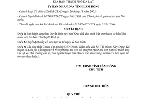 Quyết định 53/2005/QĐ-UBND Quy chế cho thuê biệt thự thuộc sở hữu nhà nước Lâm Đồng