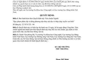 Quyết định 16/2005/QĐ-BGTVT Tiêu chuẩn Ngành Quy phạm phân cấp và đóng phương tiện thủy nội địa vỏ thép chạy tuyến ven biển 22 TCN 325