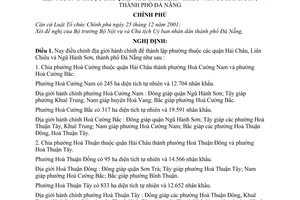 Nghị định 24/2005/NĐ-CP thành lập phường thuộc quận Hải Châu, Liên Chiểu và Ngũ Hành Sơn, thành phố Đà Nẵng