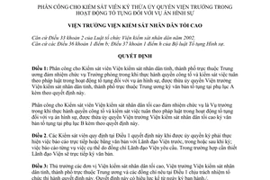 Quyết định 41/QĐ-VKSTC phân công cho Kiểm sát viên ký thừa ủy quyền Viện trưởng trong hoạt động tố tụng vụ án hình sự