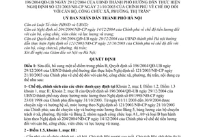Quyêt định 28/2005/QĐ-UB chế độ đối với cán bộ, công chức xã, phường, thị trấn sửa đổi Quyết định 196/2004/QĐ-UB