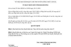 Quyết định 744/2005/QĐ-UBND quy chế thi tuyển công chức cấp xã Hải Dương