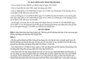 Quyết định 583/2005/QĐ-UB  Bộ đơn giá bồi thường thiệt hại tài sản