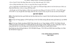 Quyết định 54/2005/QĐ-UB mức thu quản lý thuỷ lợi phí Lâm Đồng