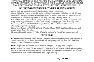 Quyết định 11/2005/QĐ-BNN trách nhiệm hình thức xử lý vi phạm quản lý dự án đầu tư xây dựng công trình chất lượng công trình xây dựng