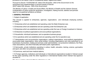 Joint circular No.14/2005/TTLT-BLDTBXH-BYT-TLDLDVN, guiding of declaration, inve