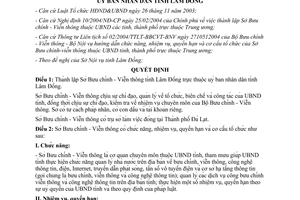 Quyết định 57/2005/QĐ-UB thành lập Sở Bưu chính Viễn thông Lâm Đồng