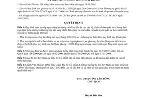 Quyết định 56/2005/QĐ-UB mức trợ cấp ngày công lao động hỗ trợ tiền ăn dân quân tự vệ Lâm Đồng