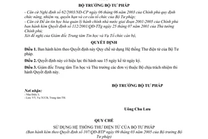 Quyết định 107/QĐ-BTP quy chế sử dụng hệ thống thư điện tử