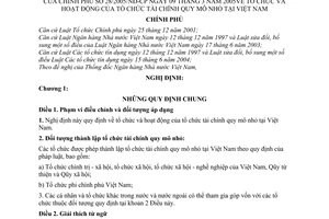 Nghị định 28/2005/NĐ-CP tổ chức hoạt động tổ chức tài chính quy mô nhỏ tại Việt Nam
