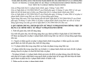 Thông tư 01/2005/TT-NHNN xử phạt vi phạm hành chính tiền tệ hoạt động ngân hàng hướng dẫn thi hành Nghị định 202/2004/NĐ-CP