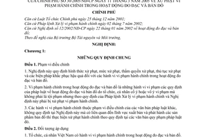 Nghị định 30/2005/NĐ-CP xử phạt vi phạm hành chính trong hoạt động Đo đạc và Bản đồ