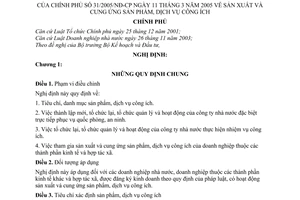 Nghị định 31/2005/NĐ-CP sản xuất cung ứng sản phẩm, dịch vụ công ích