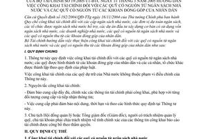 Thông tư 19/2005/TT-BTC hướng dẫn công khai tài chính quỹ nguồn ngân sách nhà nước khoản đóng góp nhân dân